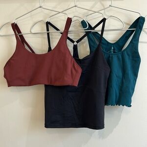 All 3 bralette tops- Spiritual Gangster, Mtn Hardwear, Outdoor Voices